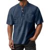 Men's Summer Round Neck Short Sleeve T-Shirt Neck Men's All-match Casual Button Shirt