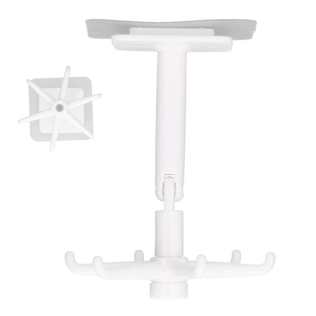 No Punch Unique Shape Hook Rotatable Storage Holder Wall Hanger for Home Bathroom(White )