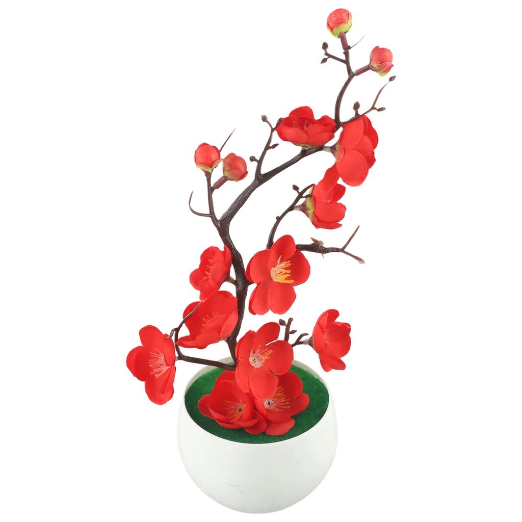 1 Piece Artificial Plum Blossom Potted Plants Simulation Small Bonsai Office Desktop Ornaments Home Decoration