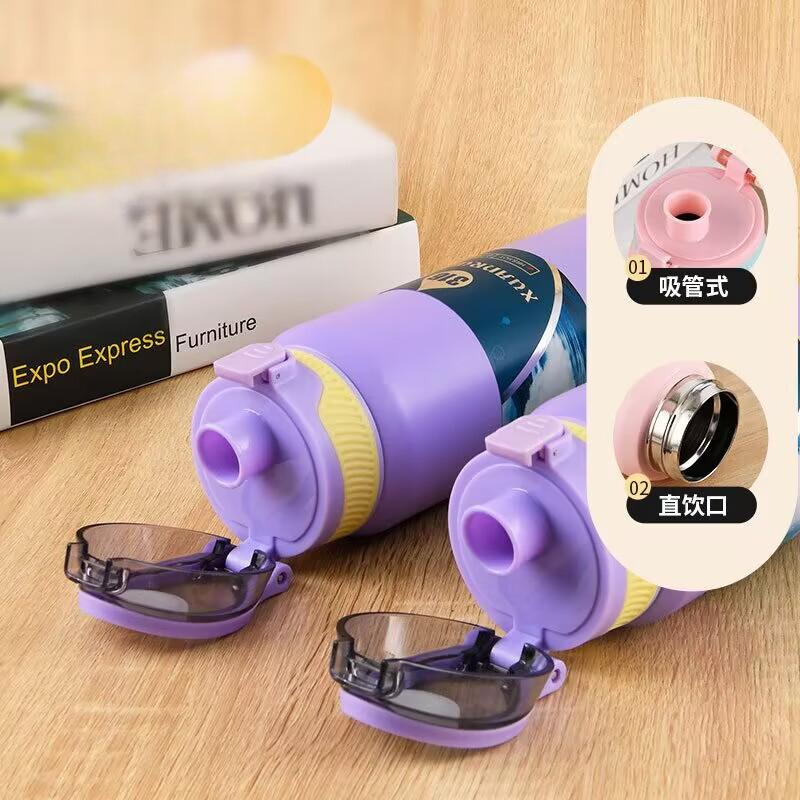 316 Stainless Steel Insulated Water Bottle Bounce Lid Sport Thermos Leak Proof Vacuum Flask Keep Hot Cold for Outdoor Gym Hiking
