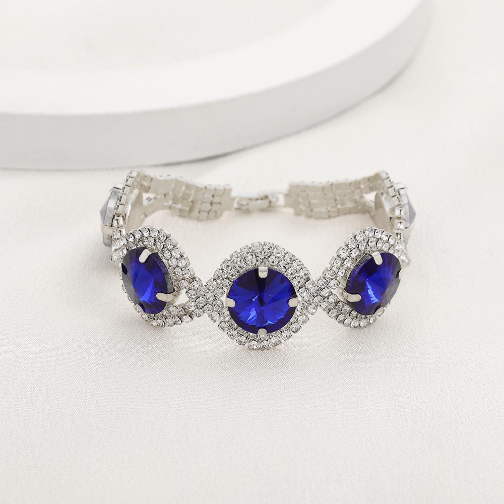 Wind Red, White, Blue And Black Crystal Bracelet, Super Flash Full Diamond Luxury Bracelet Women, Shiny Rhinestone Bracelet Hand Jewelry