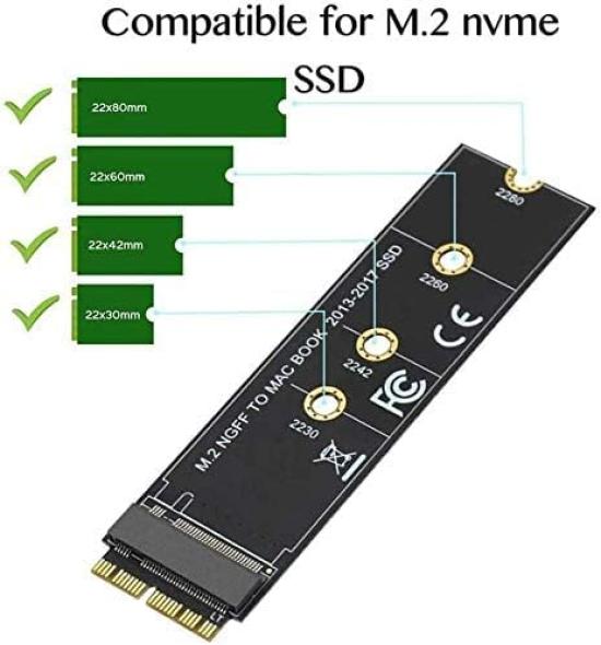 Olivins NVMe SSD Conversion Adapter Card SSD Upgrade Kit for Macbook Air M.2 (2013-2017)