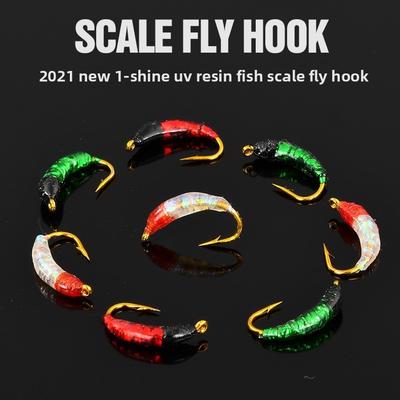Fliegenhaken, Schuppenhaken, Flash Nymphenhaken, Fliegenfischen Köder, Nicht-Weidenwurzel-Imitations-Insektenköder