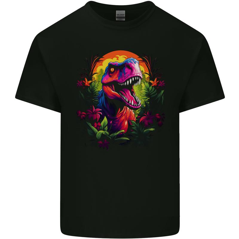 

Mens Tropical T-Rex Cotton T-Shirt In A Forest With A Moon - Men s Summer Cotton Graphic Tee S разноцветный