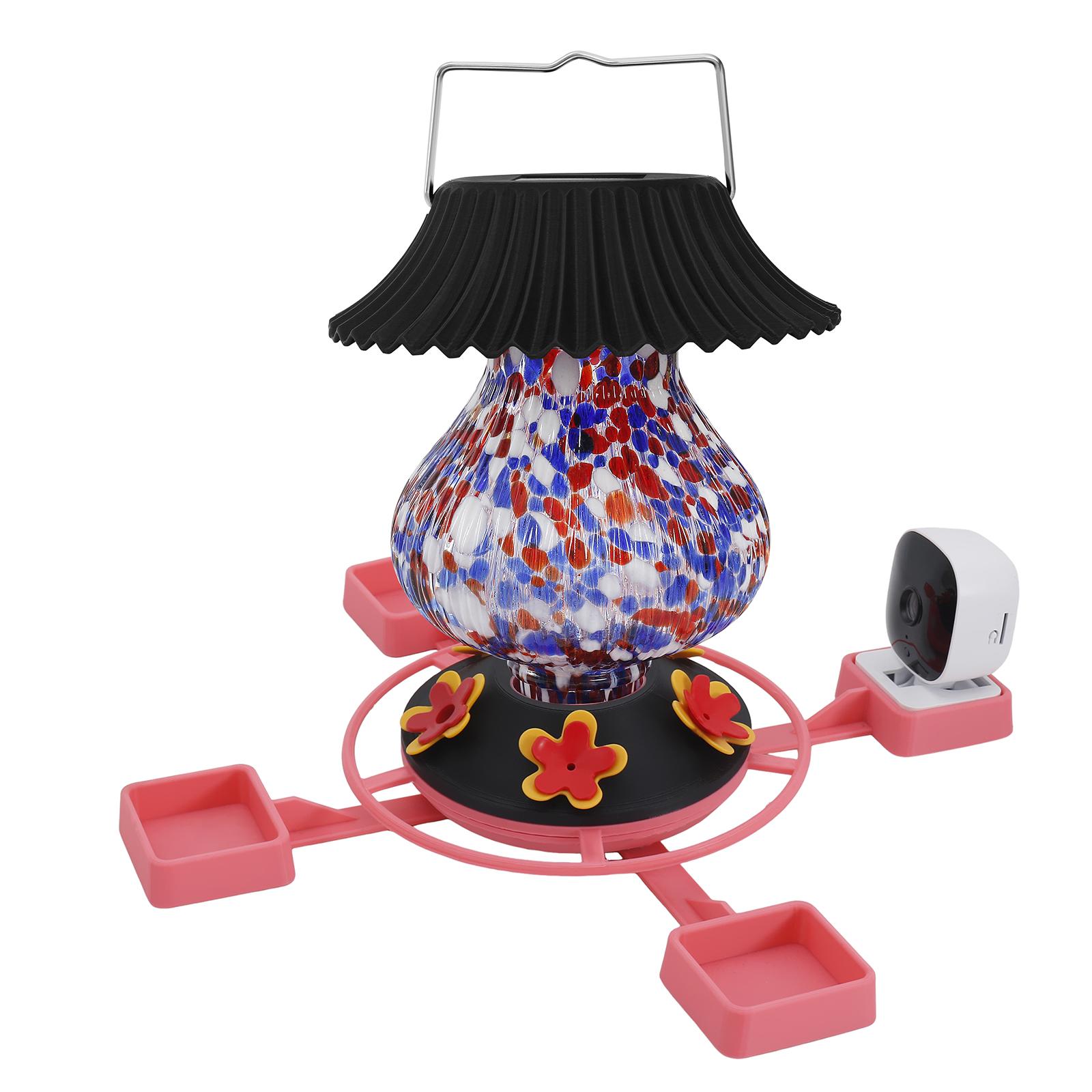 Four-headed Printed Bird Feeder - Self-charging Night Light And Bird Feeder, A Modern Garden Decoration That Attracts Birds Day And Night. One Size