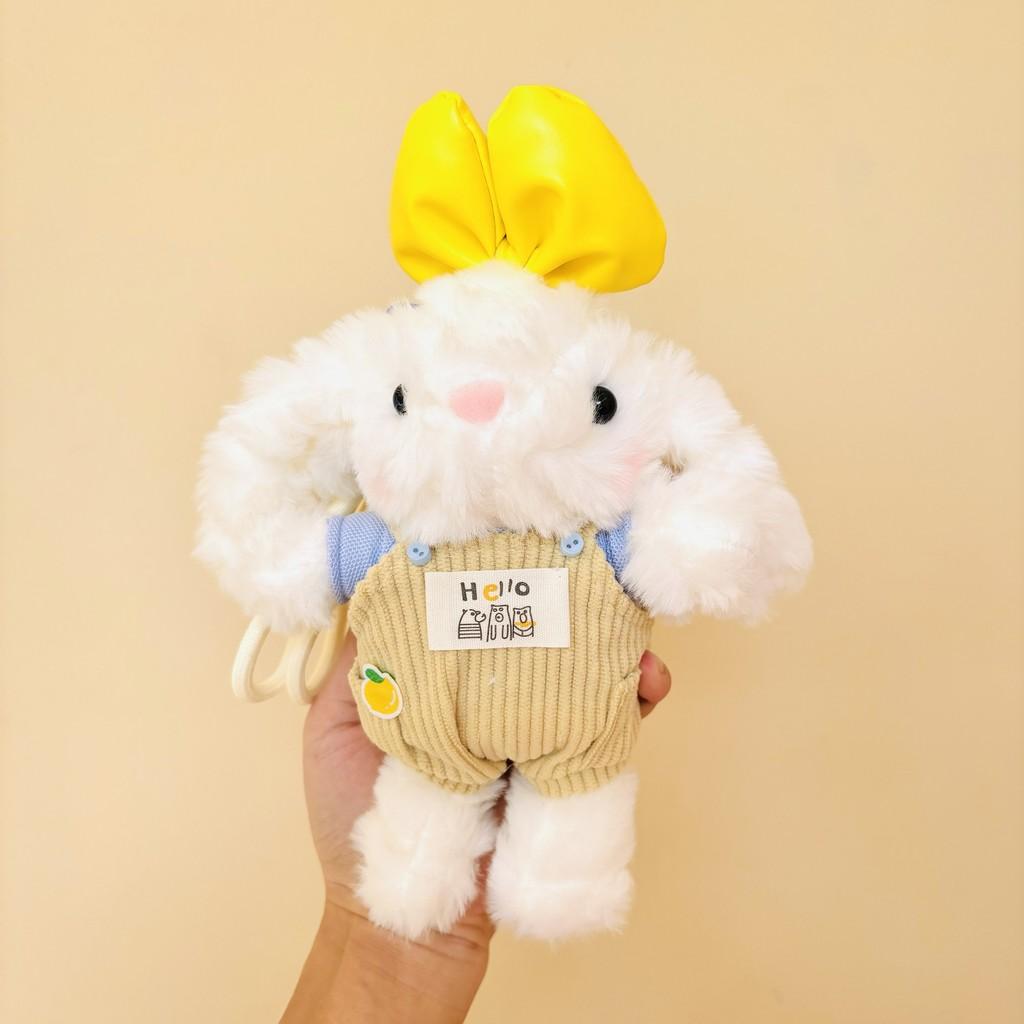 

Wear Clothes Plush Bunny Keychain With Cartoon Design For Girls Bag Decor And Gift Idea Yellow