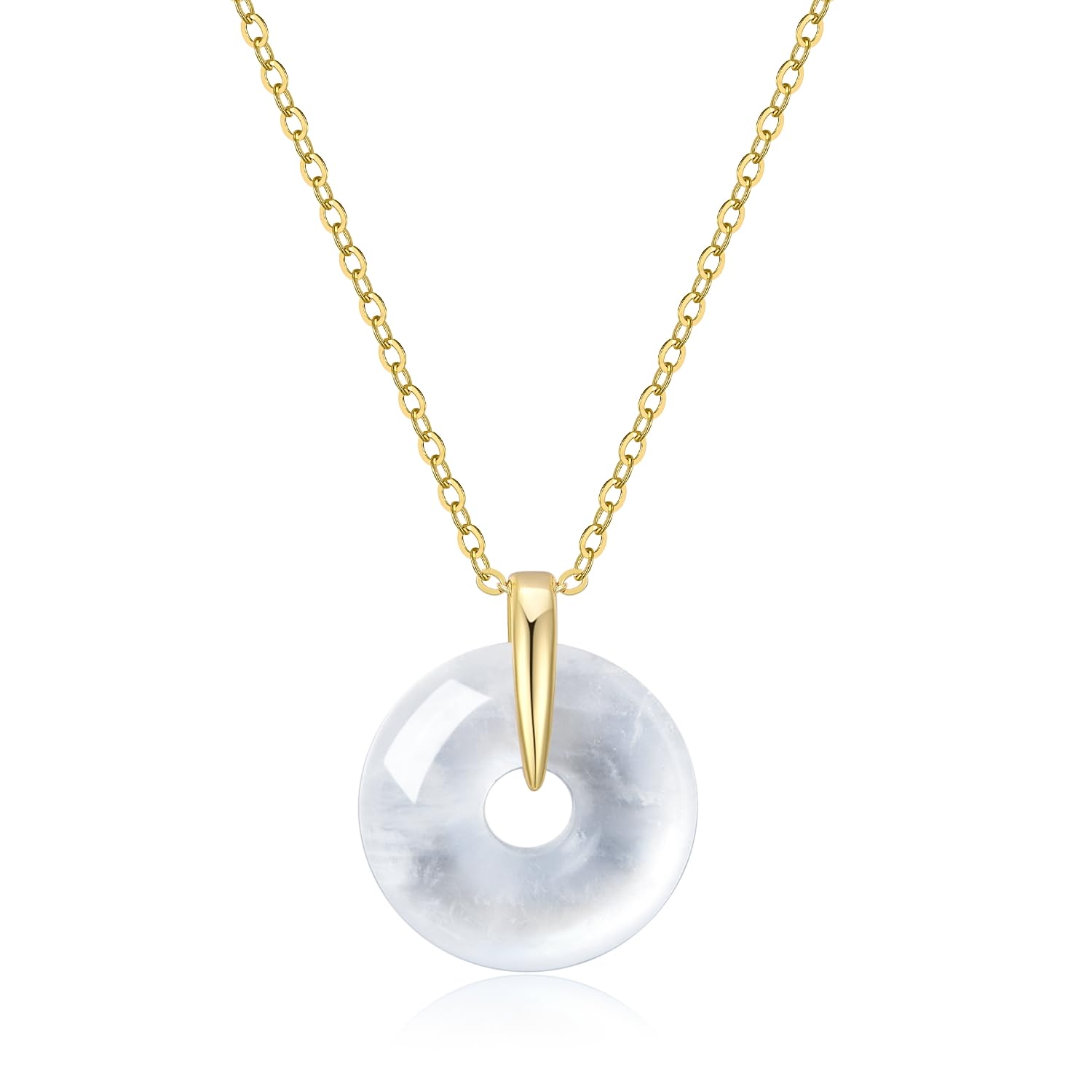 

Moonstone Pea Disk June Birthstone Power Stone Necklace for Women [Koai] білий