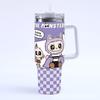 Cartoon pattern Labubu 40oz car cup 304 stainless steel thermos cup Labubu car straw Bingba cup