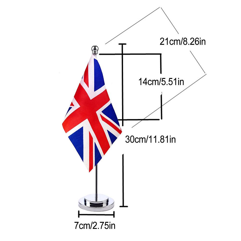 United Kingdom Flag Polyester UK British Desk Flag Small Mini UK Table Flags with Stand Base Home Office Festival