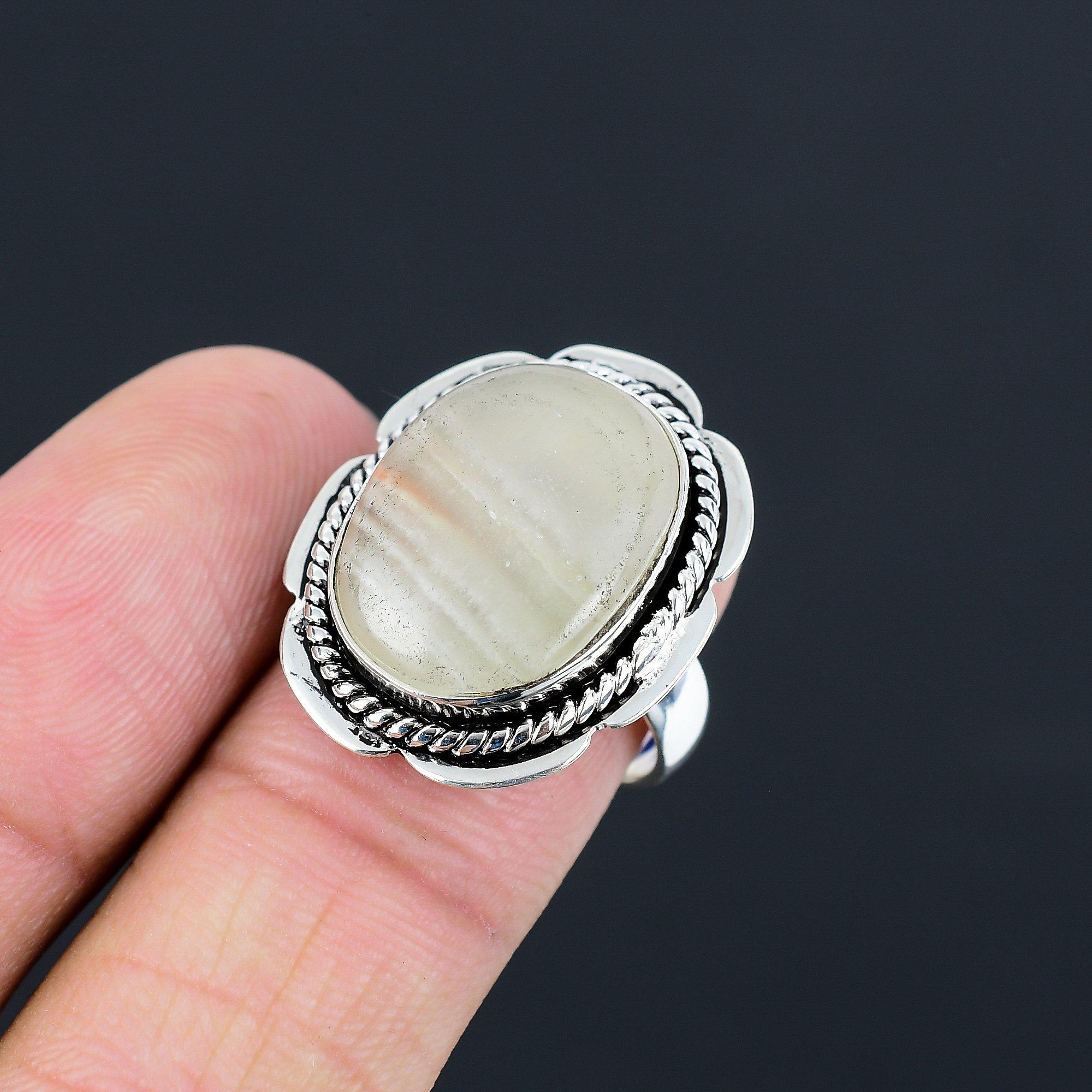 Sisters Day Sale Green Aragonite Gemstone Sterling Silver Wife Promise Ring US 8 8