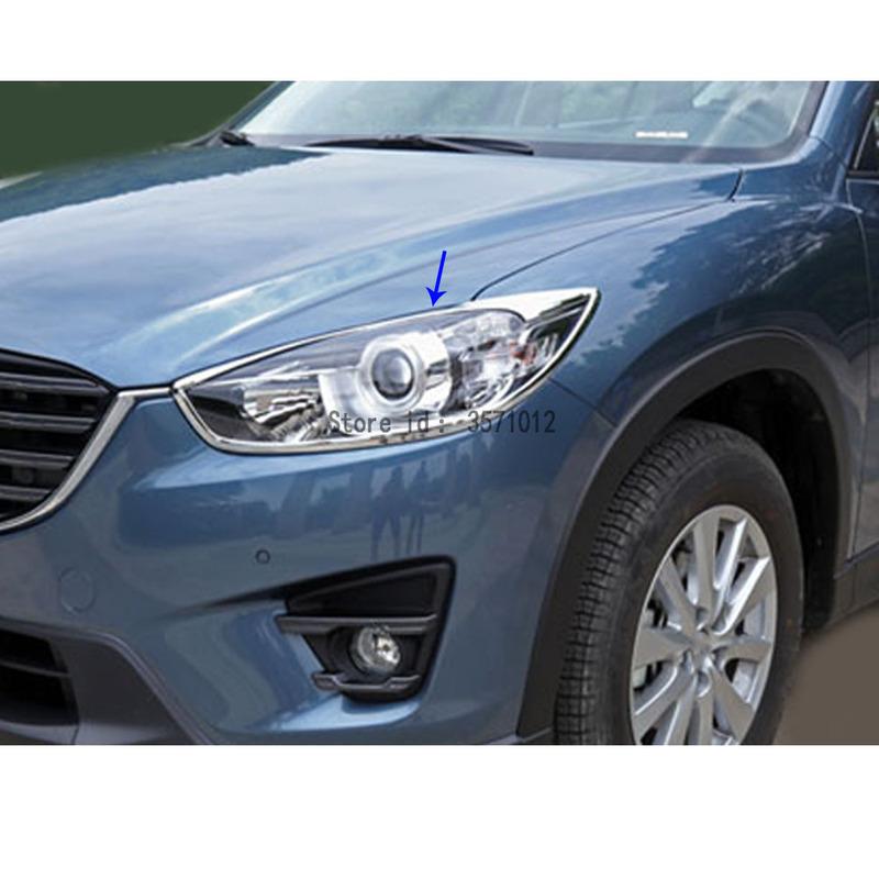 For Mazda CX-5 CX5 2012 2013 2014 2015 2016 Car Cover Front Head Light Lamp Detector Frame Stick ABS Chrome Cover Trim Eyebrow