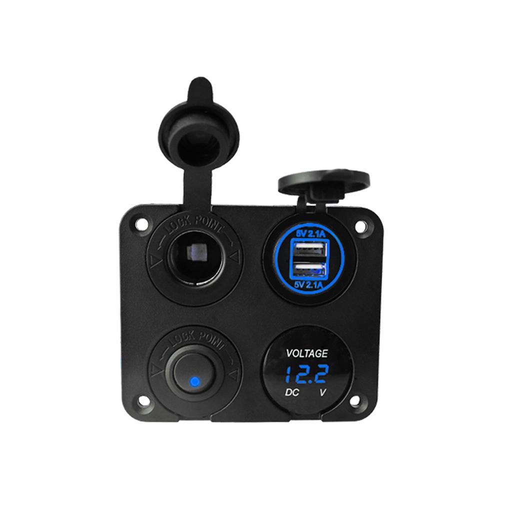

Excellent Performance 4 Function Panel With USB Charger LED Volt Power Outlet Waterproof синій