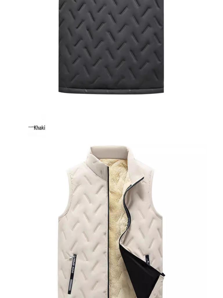 Men's Lambswool Stand Collar Vest - Thickened, Velvet-Lined, Windproof, Plus Size, Autumn/Winter Warmth