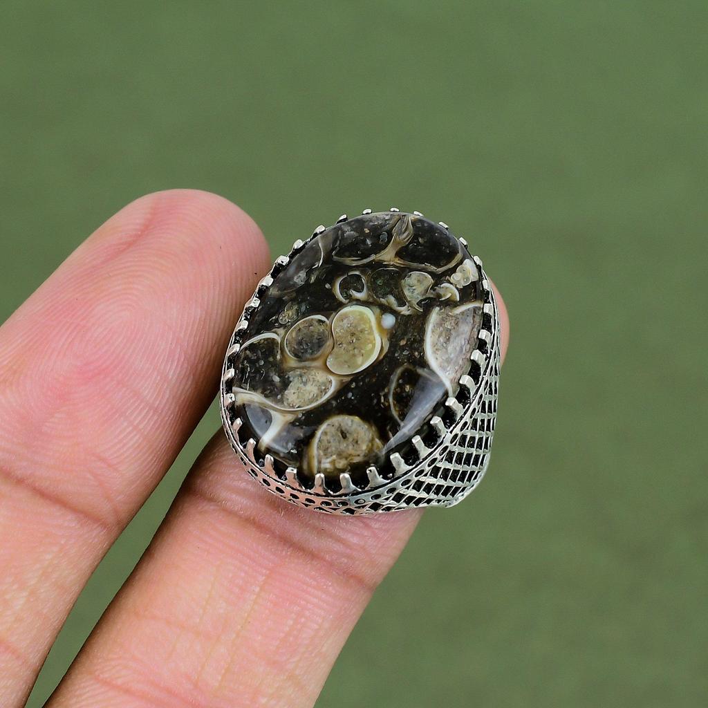 Turritella Agate Ring 925 Sterling Silver Ring Handmade Jewelry Natural Gemstone Ring Silver Jewelry Anniversary Gift Available In Ring Size