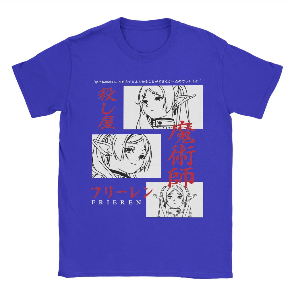 Sousou No Frieren T Shirt Men Pure Cotton Vintage T-Shirts Crew Neck Japanese Anime Tees Short Sleeve Clothing 4XL 5XL