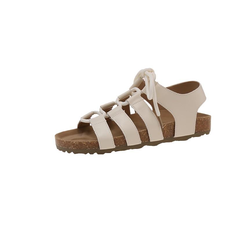 thick-soled Roman sandals women's summer 2025 new soft-soled cross-strap flat-soled outer wear beach shoes non-slip sandals