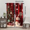 2pcs Festive Snowman Curtains - Christmas Window Treatment with Red Snowflakes & Snowmen   Rod Pocket Design   Polyester Material