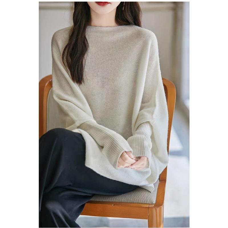 DIMANAF 2025 Autumn Winter Women Sweaters Pullover Tops Knitted Basic Tees Sweater Bat Sleeve Loose