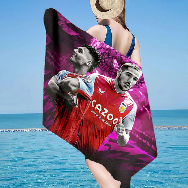 1PC Aston Villa Fc Crest Beach Towel - Soft, Absorbent Microfiber, Lightweight, Ideal for The Beach, Parties, Travel, Camping Fan Gifts