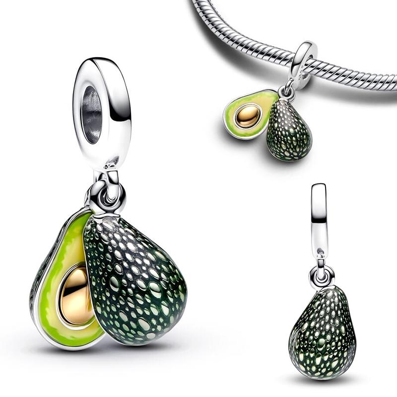 New In Avocado Double Dangle Shape Charm Beads Fits Bracelets Necklace Women Luxury Firefly Pendants Bead Jewelry Gifts
