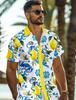 Lemon Tropical Men's Resort Hawaiian 3D Printed Shirt Button Up Short Sleeve Tee Summer Beach Shirt Vacation Daily Wear S TO 5XL