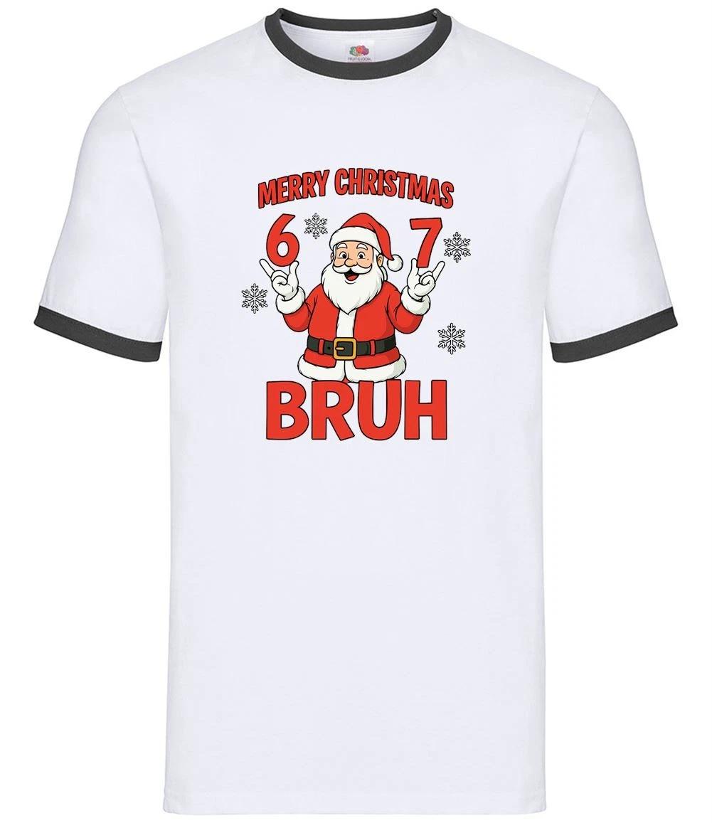 Merry Christmas Bruh - Mens Ringer - Six Seven 6 7 Meme Brainrot Funny Xmas S
