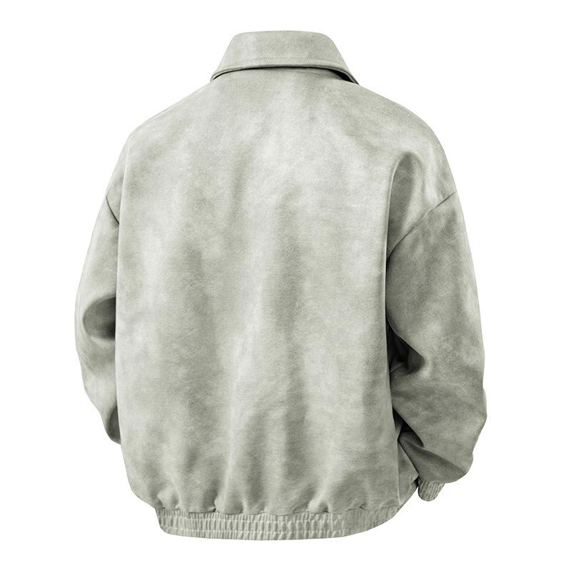 Autumn 2025 Men's Retro Suede Jacket - Loose Lapel Maillard Top