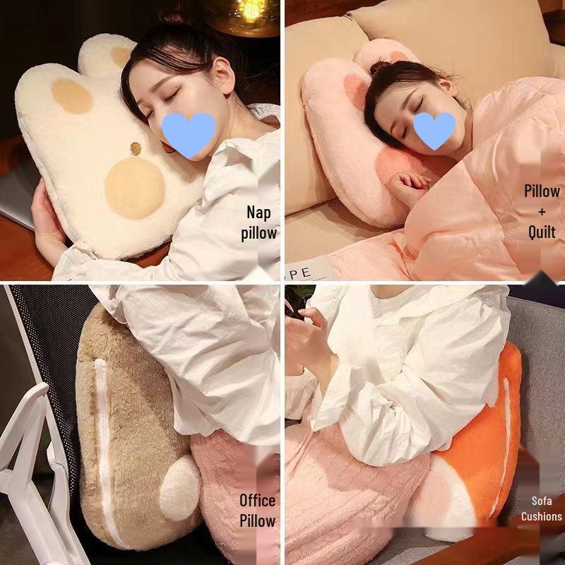 Thickened Foldable Nap Pillow & Blanket: Dual-Use Cushion Quilt for Office, Sofa, or Car - Free Shipping