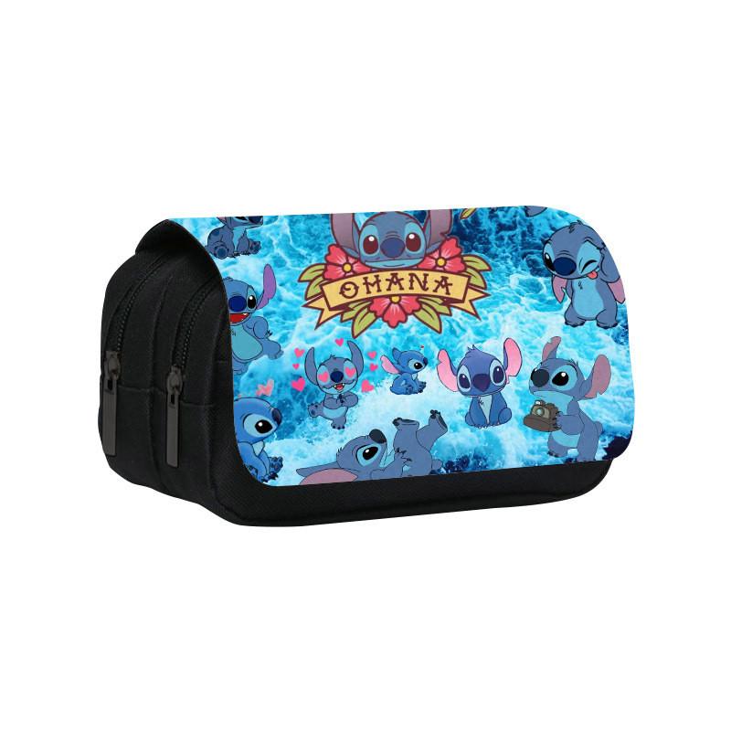 

Stitch Double Layer Pencil Case For Students With Polyester Material And Storage Space Style 14