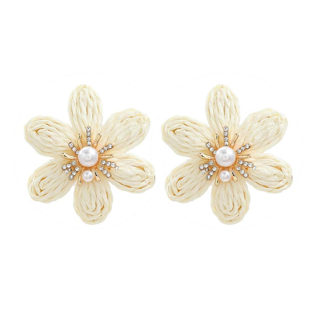 Spring Floral Raffia Earrings – European & American Style for Ladies' Parties