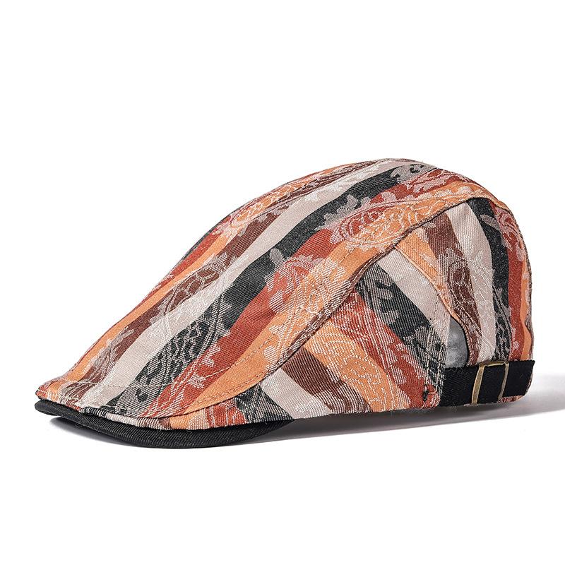 

Полосатая утиная шапочка для языка Ms. National Wind Forward Cap Весенний сезон Тонкий берет Англия Ретро M（56-58cm） оранжевый