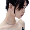 Gothic Punk Butterfly Ear Clip Women Fashion Red Rhinestones Elf Cosplay Earrings Party Jewelry Accessories Gift
