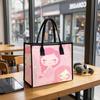 Cute Mermaid Pattern Casual Tote Bag Lovely Portable Daily Use Shopping Handbag for Women Girls