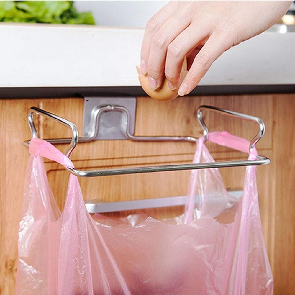 Stainless Steel Hanging Garbage Bags Storage Organizer Rack Stainless Steel Trash Bag Holder Kitchen Hanging Garbage Bag Rack