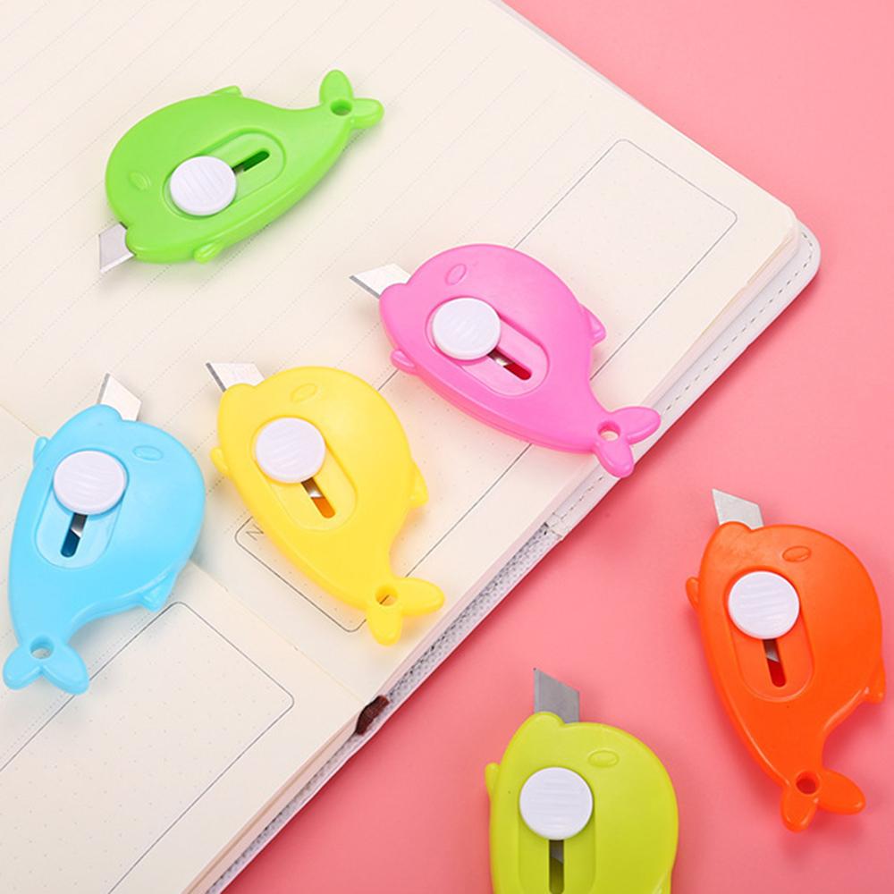 1Pc Random Mini Whale Portable Utility Knife Cute Paper Cutter Cutting Paper Razor Blade Office School Supplies Stationery Gifts