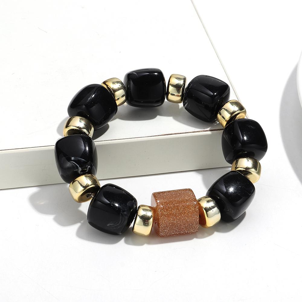 Fashion Acrylic Big Square Beads Bracelet for Women New Trendy Colorful Imitation Stone Strechy Bracelets Statement Jewelry Gift