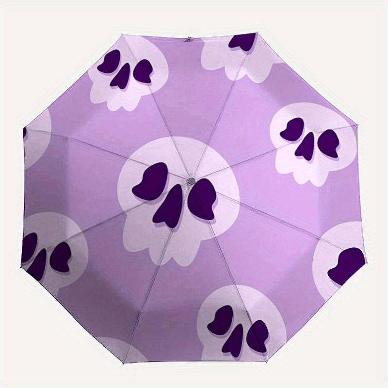 

1pc Skull Pattern Automatic Open/close Folding Compact Umbrella, 8-Rib Sturdy Canopy, Lightweight Portable, Everyday Use, Gift, Outdoor Umbrella, Trav