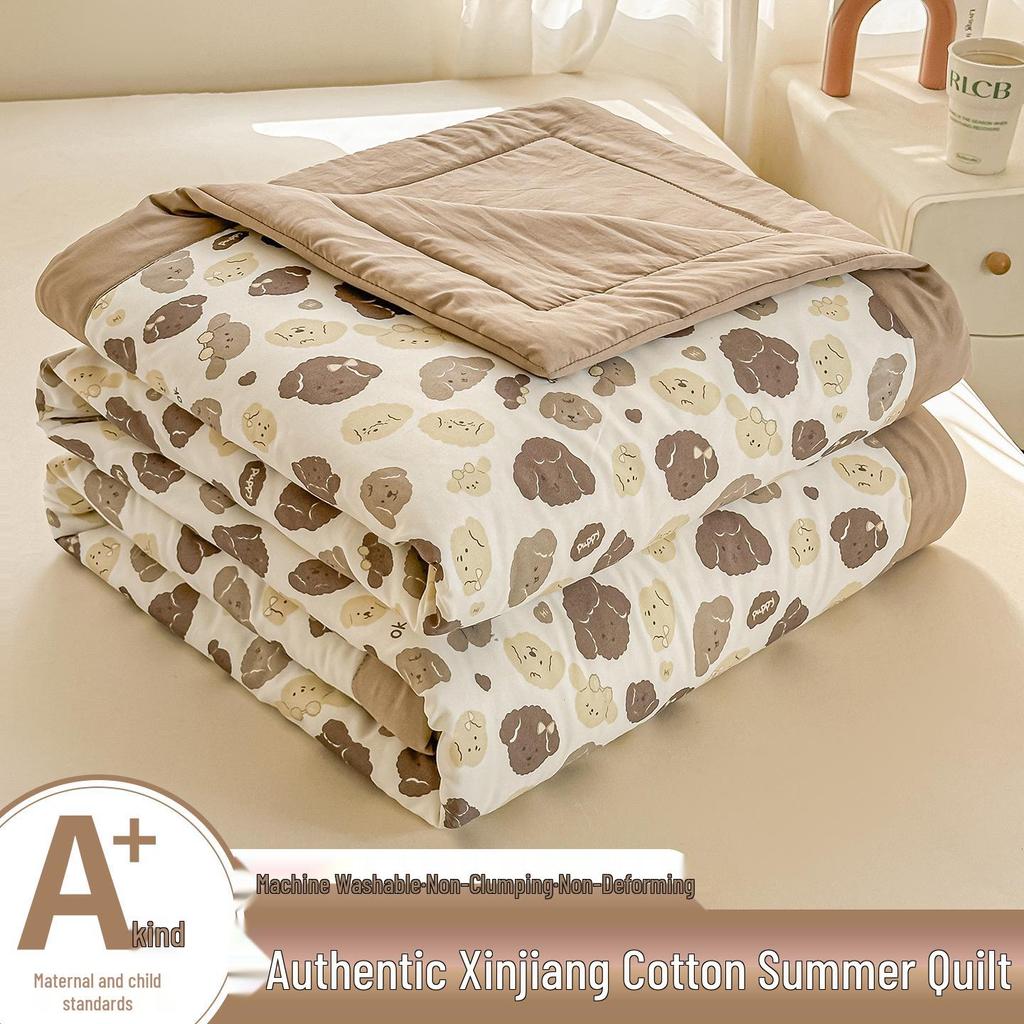 Washable Xinjiang Cotton Summer Quilt for Dormitory - Lightweight, Air Conditioning, Single Size