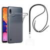 Case and Neck Strap for Samsung Galaxy A10 - Transparent Soft TPU Adjustable Black Cord Phonillico®