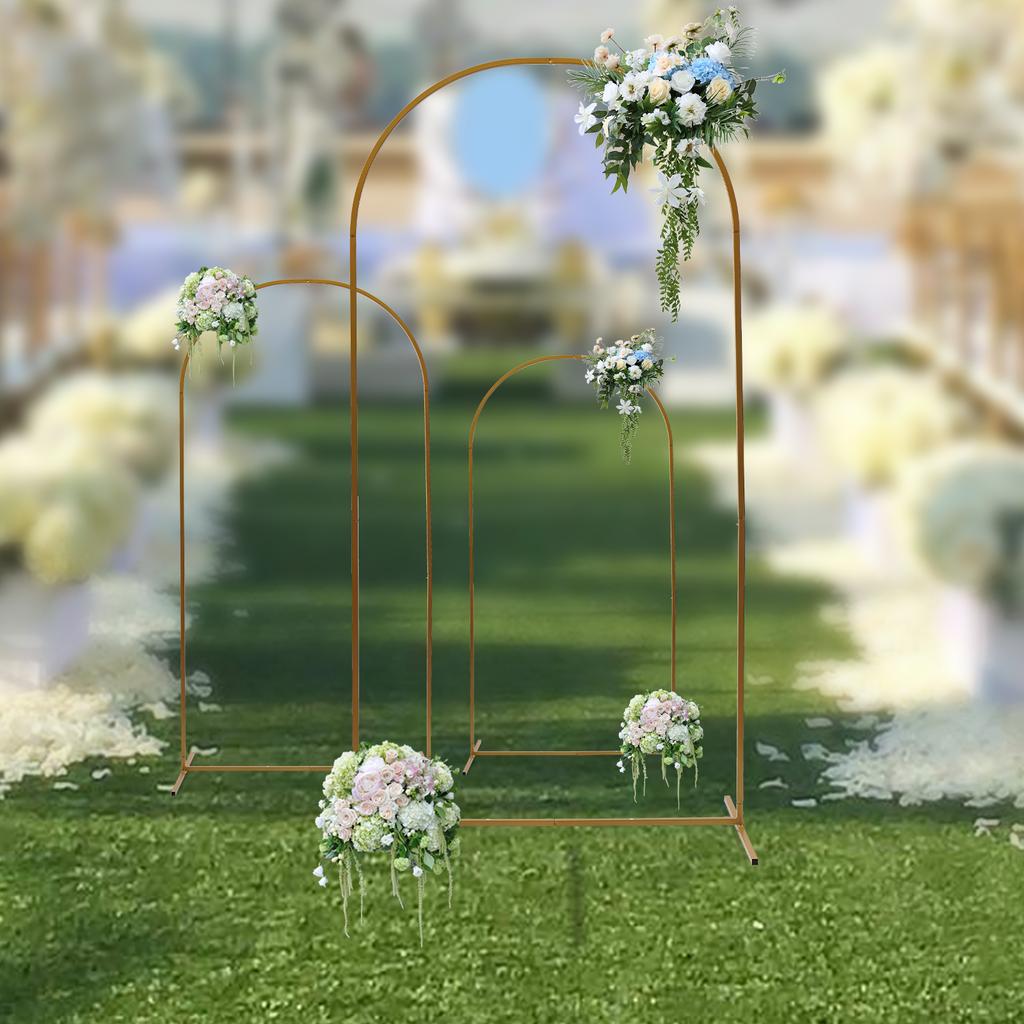 Gold Wedding Arch Stand Backdrop Frame - 3 Size Options & Easy Assembly - Bridal Balloon Garland Holder & Floral Display Stand