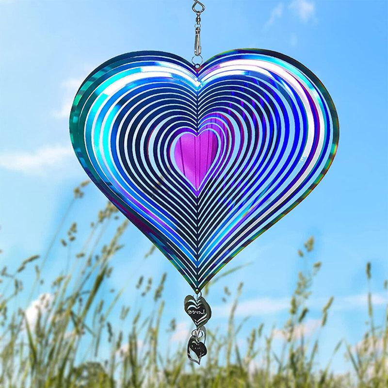 360° Heart Wind Spinner Outdoor Yard Garden Hanging Home Garden Decor