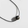 Unisex Retro Geometric Stone Pendant Necklace with Rotating Bead & Leather Cord – Versatile, High-End, Colorfast Design for Women & Men