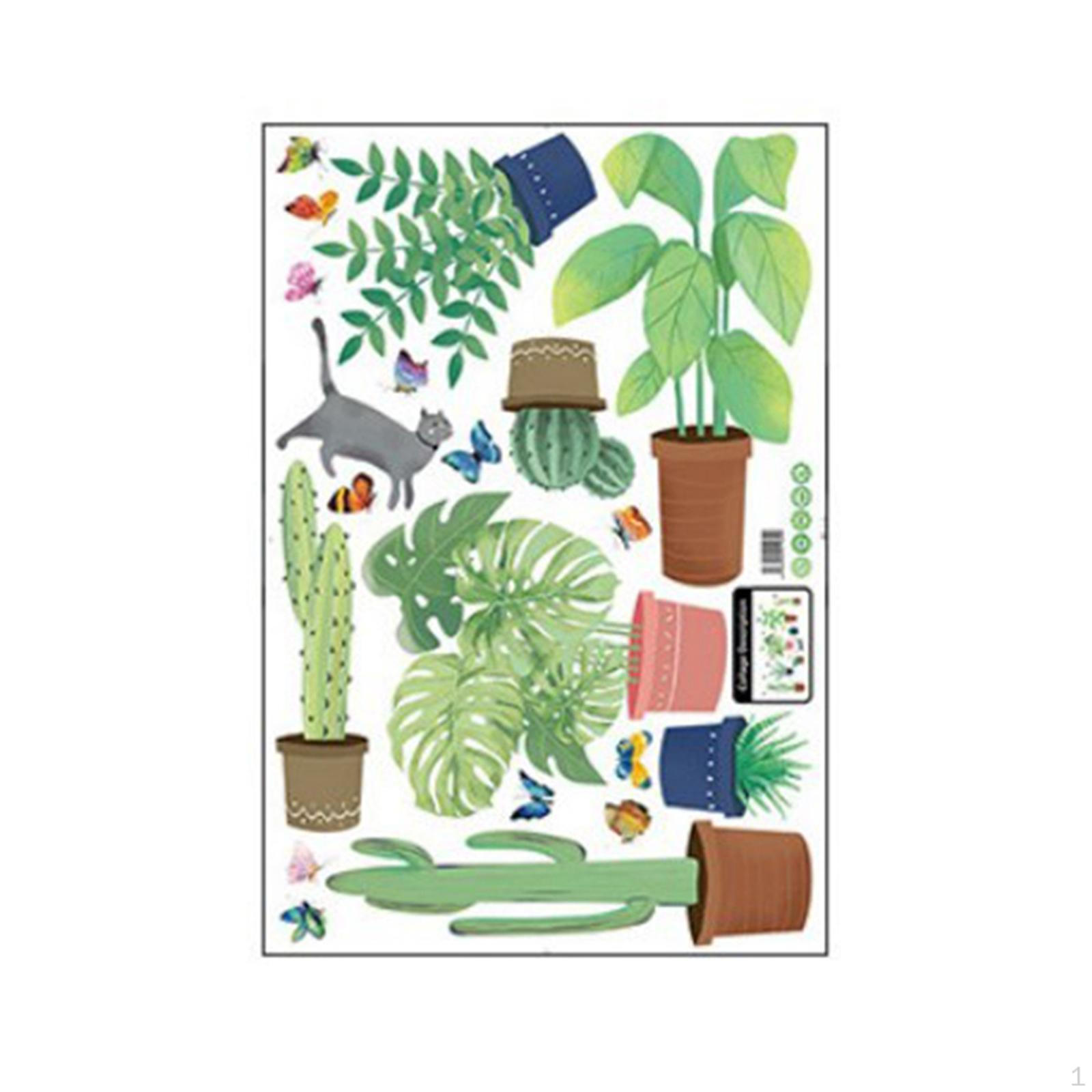 

Синяя цветочная наклейка на стену для дома и столовой Potted Plants