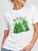 (Asian Size) Tree Printing Christmas New Year Clothing T Shirt Women Fashion Festival Tee Top Print Female Woman Short Sleeve Graphic T-shirts