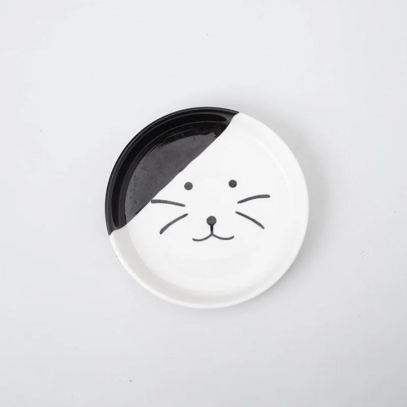 Katzennapf aus Keramik mit hohem Fuß und Nackenschutz, Futternapf mit flacher Öffnung, großkalibriger Futternapf für Haustiere