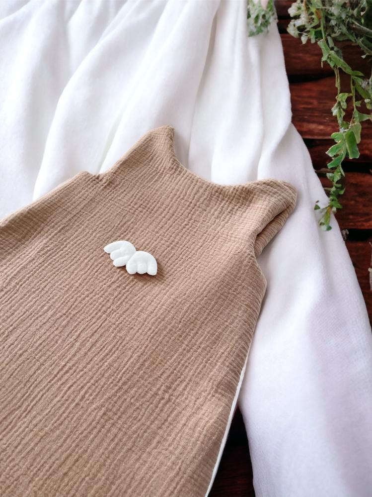 Insulated muslin sleeping bag for babies (toffee angel)