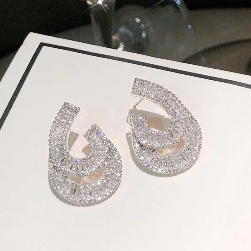 CAOSHI Wunderschöne Stilvolle Ohrstecker für Damen Brillanter Zirkonia Schmuck für Verlobungsfeier Luxuriöser Schmuck Geschenk
