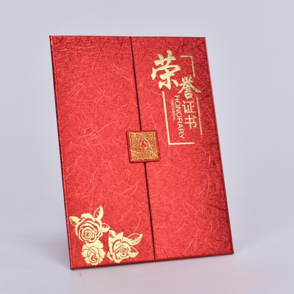A4 Leather Honor Certificate Cover with Gold Stamping