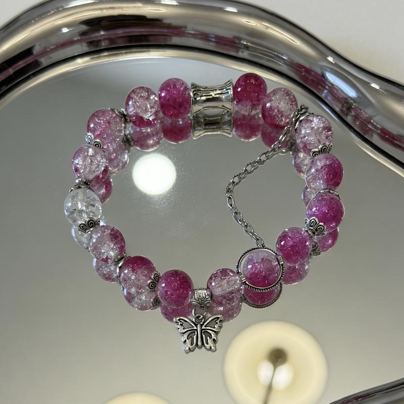 

Fashion Chinese Style Crystal Beads Bracelet For Women Girls Sweet Butterfly Feather Tassel Charm Bracelet Party Wedding Jewelry A2