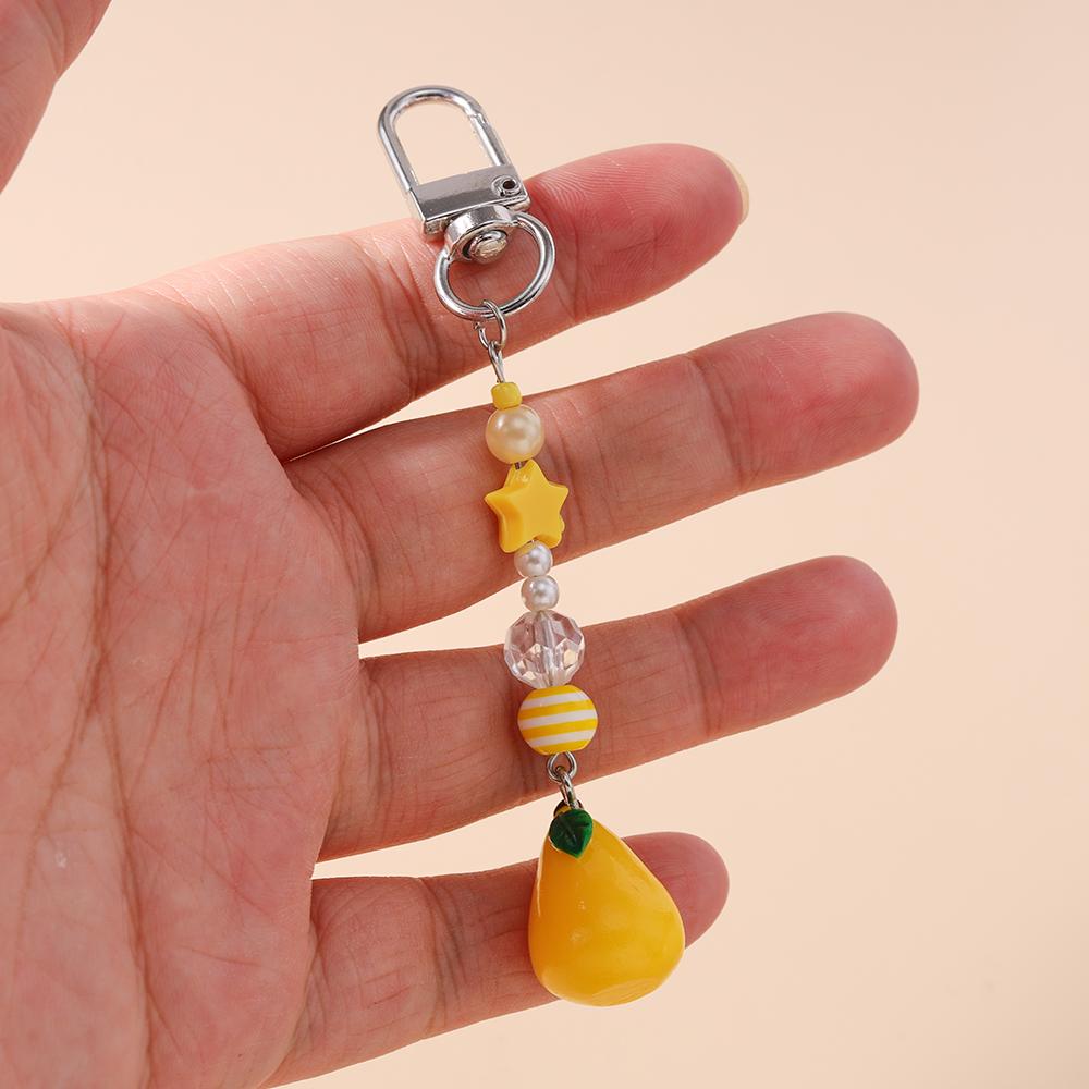 Cute Resin Simulation Fruit Keychain Women Girls 3D Pear Key Ring Pendants for Handbag Decor DIY Jewelry Gift